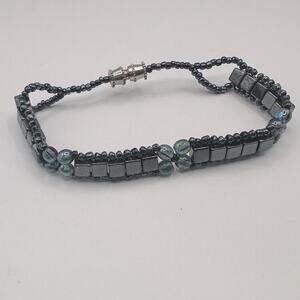 Beaded Grey Black Reflective Mirror Effect Square Round Beads Boho Bohemian